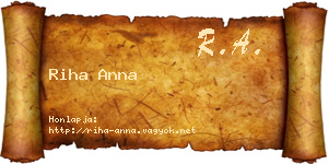 Riha Anna névjegykártya